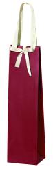 1er Papiertüte Bordeaux Mattglanz mit cremefarbener Satinschleife und cremefarbenen Stofftragebänder 