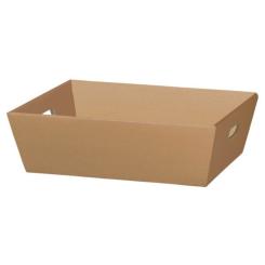 Geschenkkorb 4-Eck, Natur, groß Präsentkorb aus offener Welle, in der Farbe Natur, mit Griffausstanzungen 