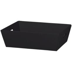 Geschenkkorb 4-Eck, Schwarz+, groß mit Griffausstanzungen 