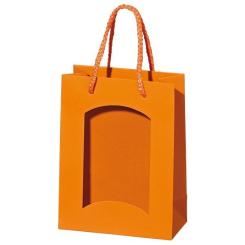 1er papaiertüte AKZENTE Orange mit Folienfenster 