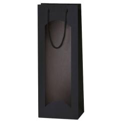 Geschenktüte Lino schwarz, 2er für schlanke Flaschen 