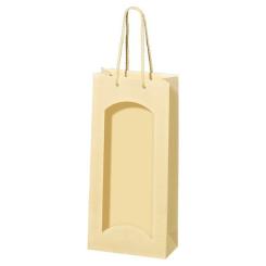 2er Papiertüte feine Welle cream mit Folienfenster 2x0,75, 170x85x360mm 