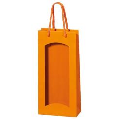 2er papaiertüte AKZENTE orange mit Folienfenster 