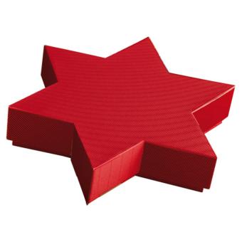 Stüldeckelverpackung Stern, offene Welle, hellrot in Sternform 