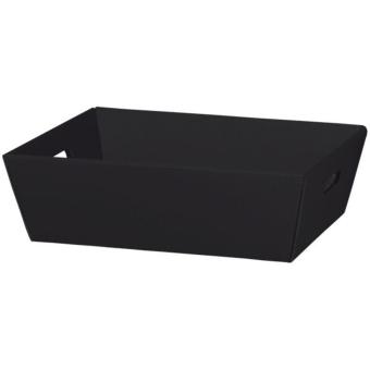 Geschenkkorb 4-Eck, Schwarz+, groß mit Griffausstanzungen 