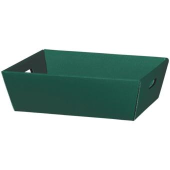 Geschenkkorb 4-Eck, Grün, groß mit Griffausstanzungen 