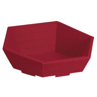 Geschenkkorb 6-eck bordeaux groß Höhe vorne 80mm, hinten 145mm 