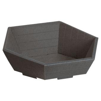 Geschenkkorb 6-eck anthrazit, groß Höhe vorne 80 mm, hinten 145mm 