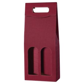 Tragekarton Welle Pur, 2er Tragekarton aus offener Welle, mit Griffausstanzung und Fenster 