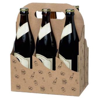 Tragekarton 6er Biergenuss 221x146x273mm mit Griff für Flaschen bis 68 mm Durchmesser 