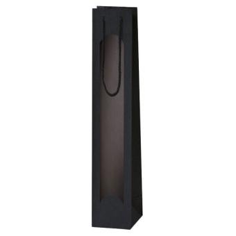 Geschenktüte Lino schwarz, 1er für schlanke Flaschen 70 x 70 x 380 mm 