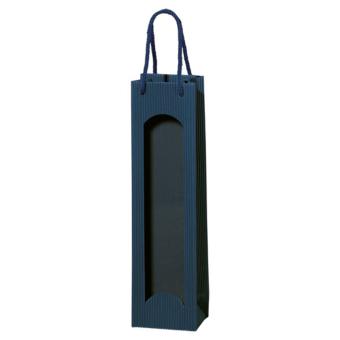 Papiertüte offene Welle, blau mit Folienfenster 