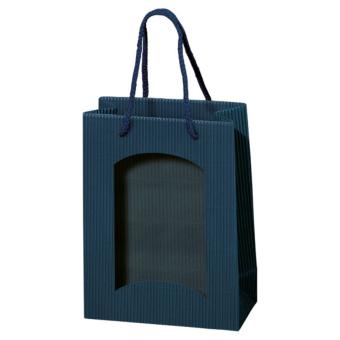 Vario Tüte Nr.1 offene Welle blau mit Fenster mit blauer Kordel 