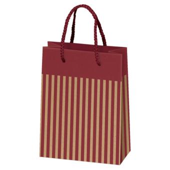 Vario 1 Kraftpapiertüte Streifen natur/rot 