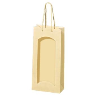 2er Papiertüte feine Welle cream mit Folienfenster 2x0,75, 170x85x360mm 