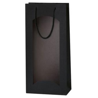 2er Tüte Lino schwarz mit Folienfenster 170 x 80 x 360 mm 