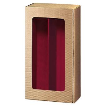 2er Geschenkkarton Offene Welle Natur mit Folienfenster 